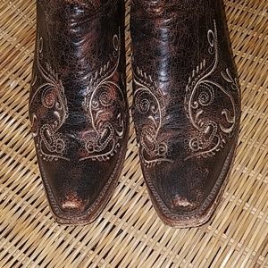 Womens brown cowboy boots mid calf